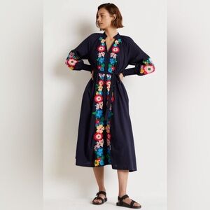 Boden Embroidered Cotton Maxi Dress size 16-18